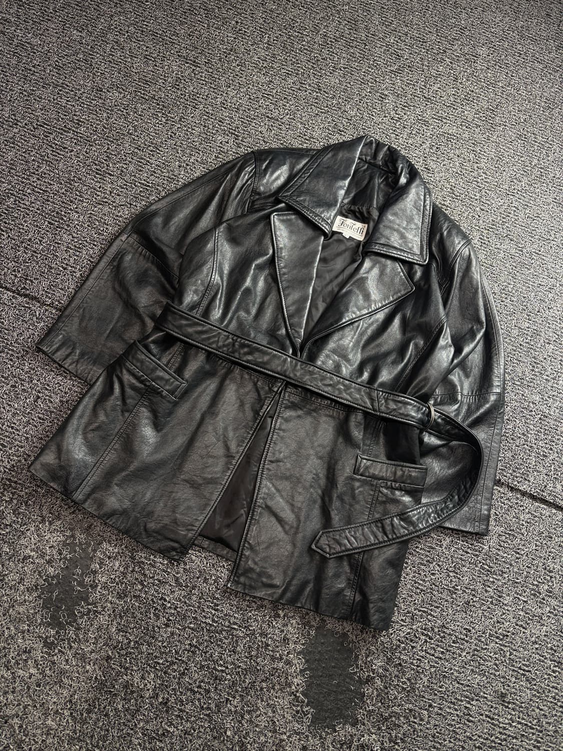 Fontelli 아카이브 양가죽 트렌치 벨티드 레더 자켓 3354 상품이미지1