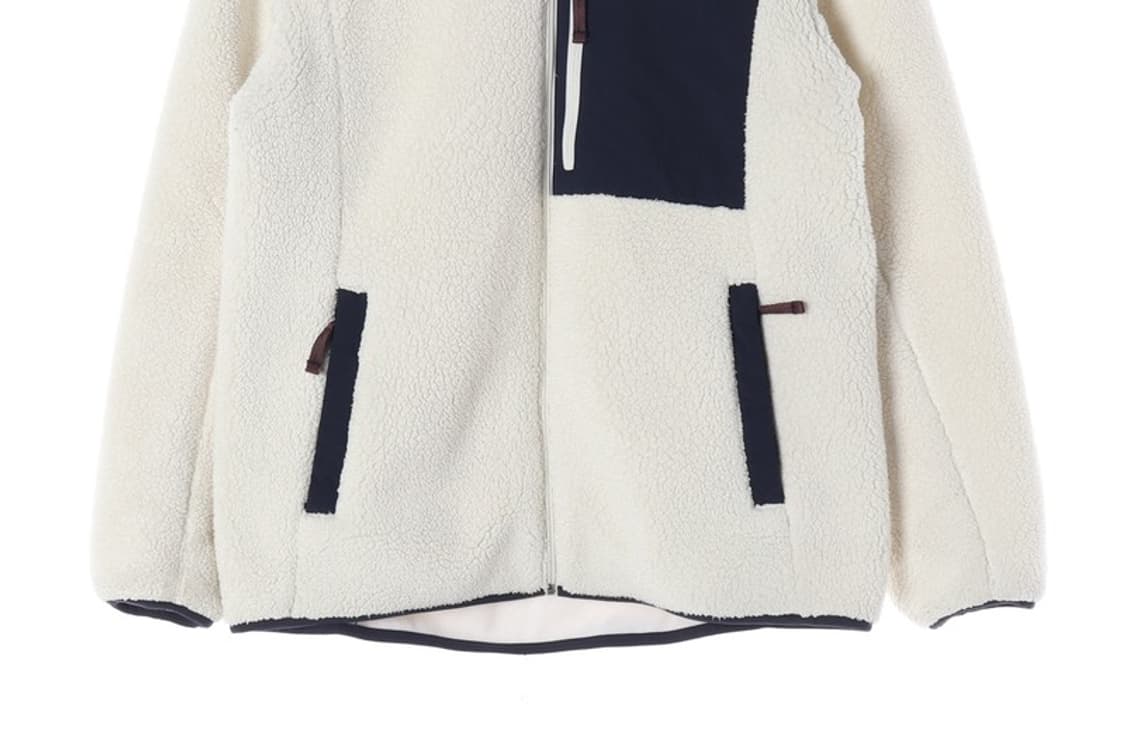 몽벨 크림 네이비 배색 쉐르파 후리스 자켓 L 상품이미지5