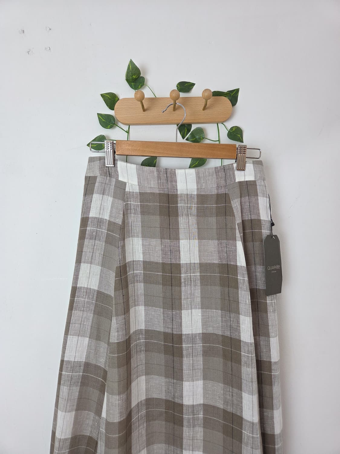 린넨 체크 롱스커트 상품이미지2
