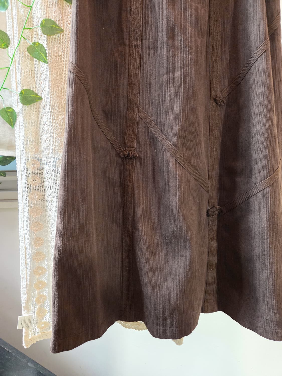 브라운 디테일 롱스커트 상품이미지3