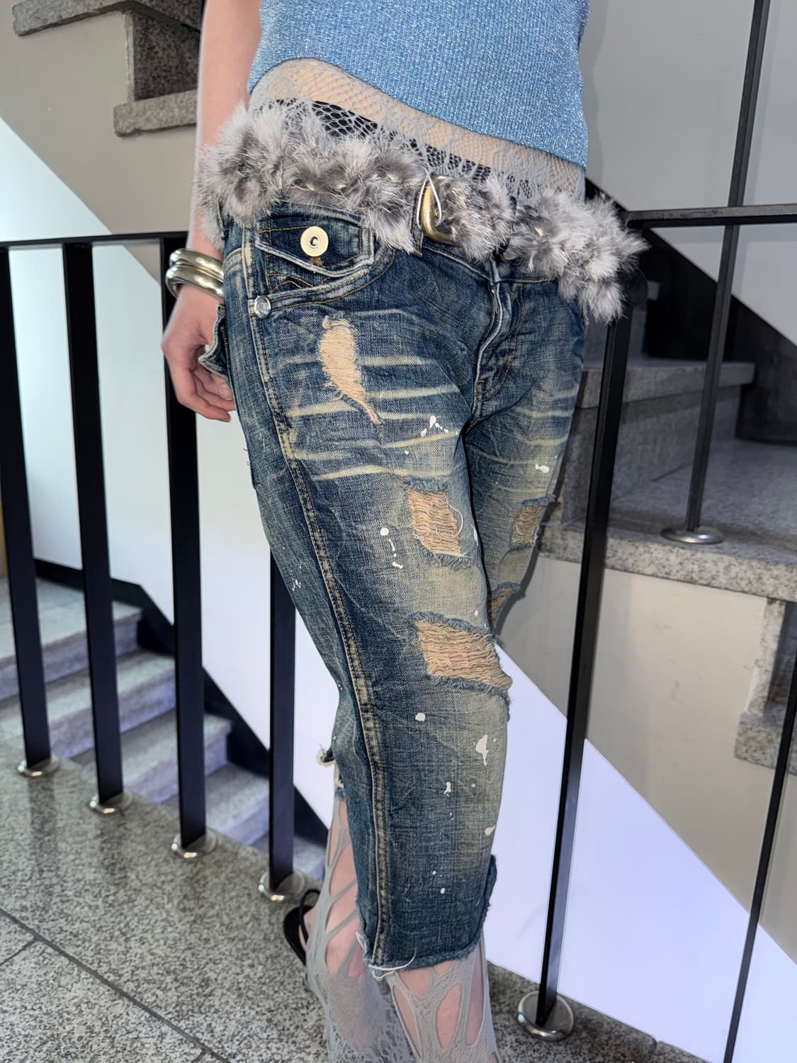 dirty washed distressed half pants 상품이미지4
