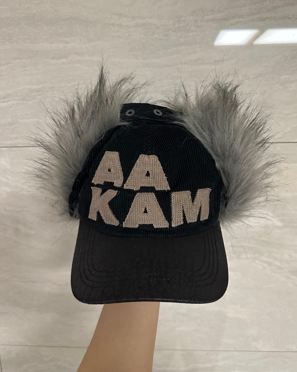 아캄 레더 믹스 트루퍼 캡 블랙 상품이미지3