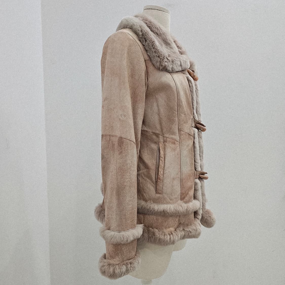 핑크 양가죽 렉스 토끼털 퍼 여성 무스탕 상품이미지2