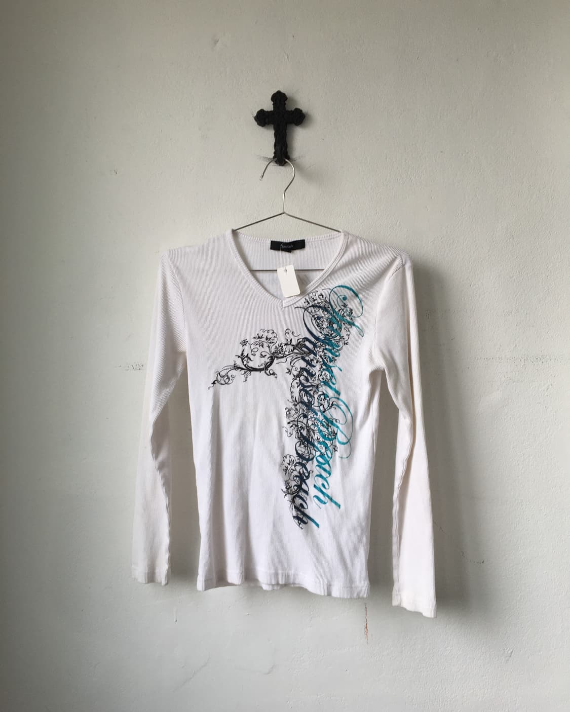 Lettering printing ribbed sleeve 상품이미지2