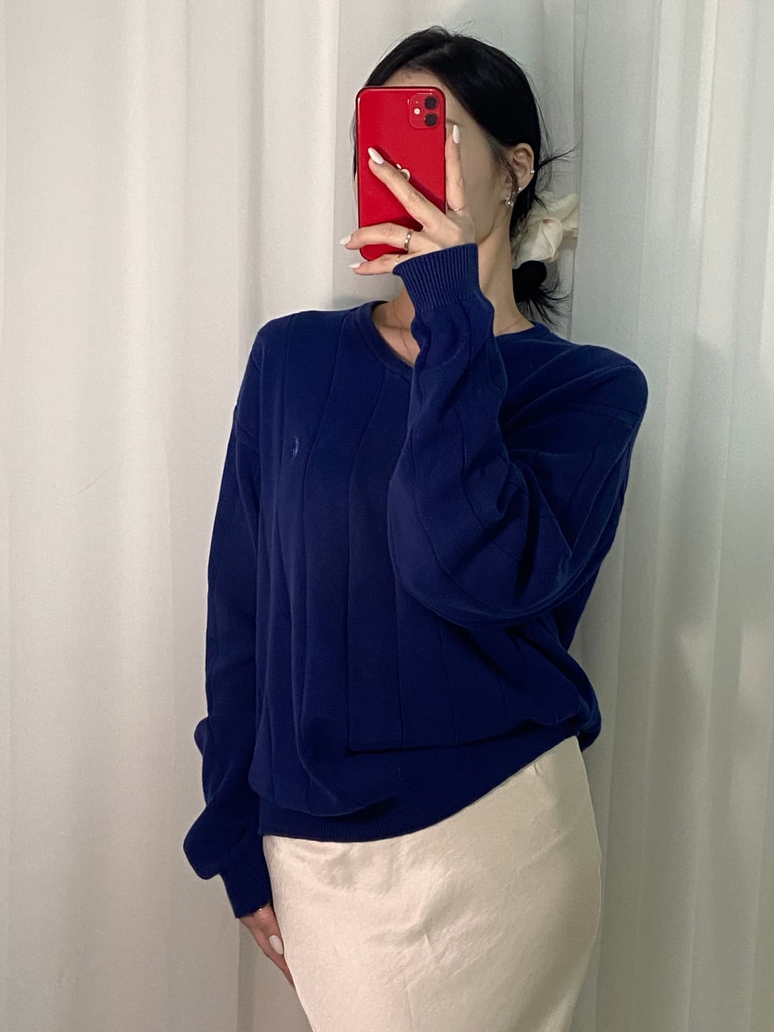 폴로 스트라이프 블루 네이비 포니 니트 상품이미지2