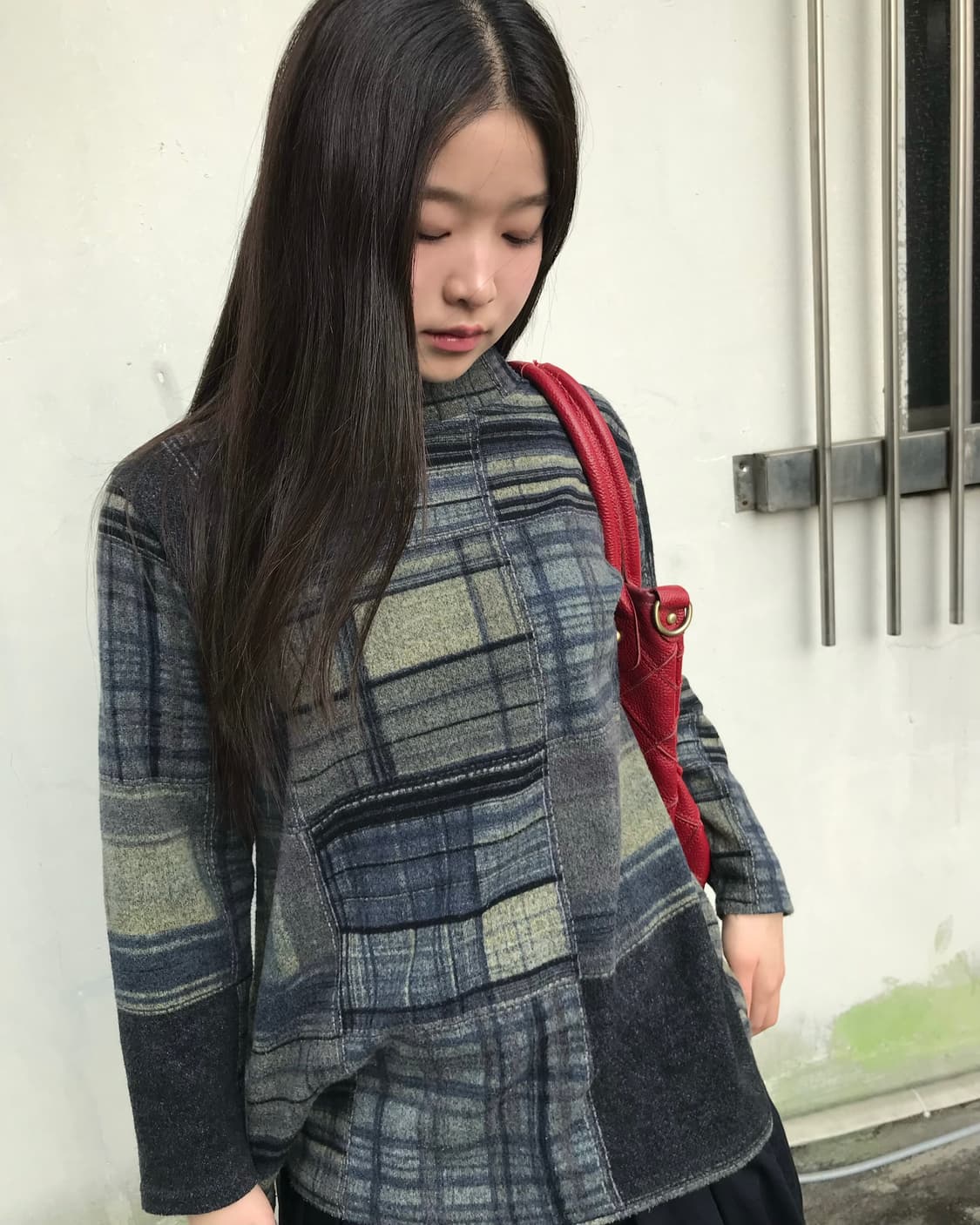 패치워크 체크 니트  상품이미지1