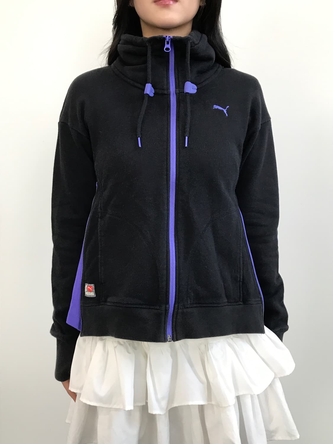 'PUMA' Black & Purple High-Neck Zip-Up  상품이미지2