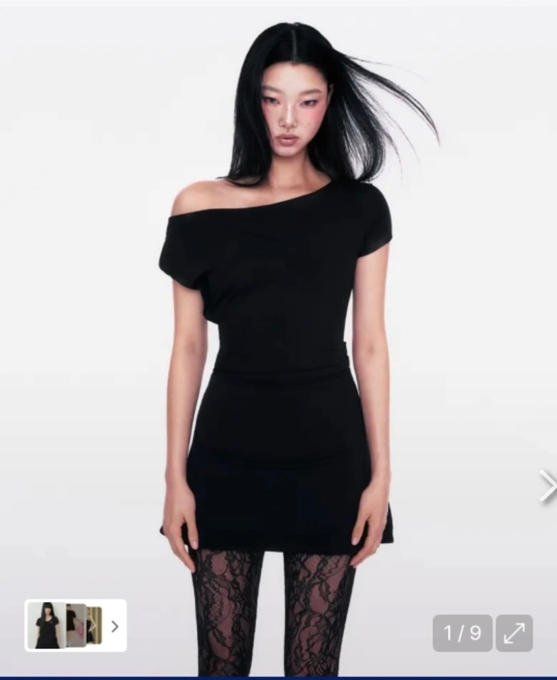 Youhee 유희 블랙 오프숄더 미니 원피스 상품이미지1