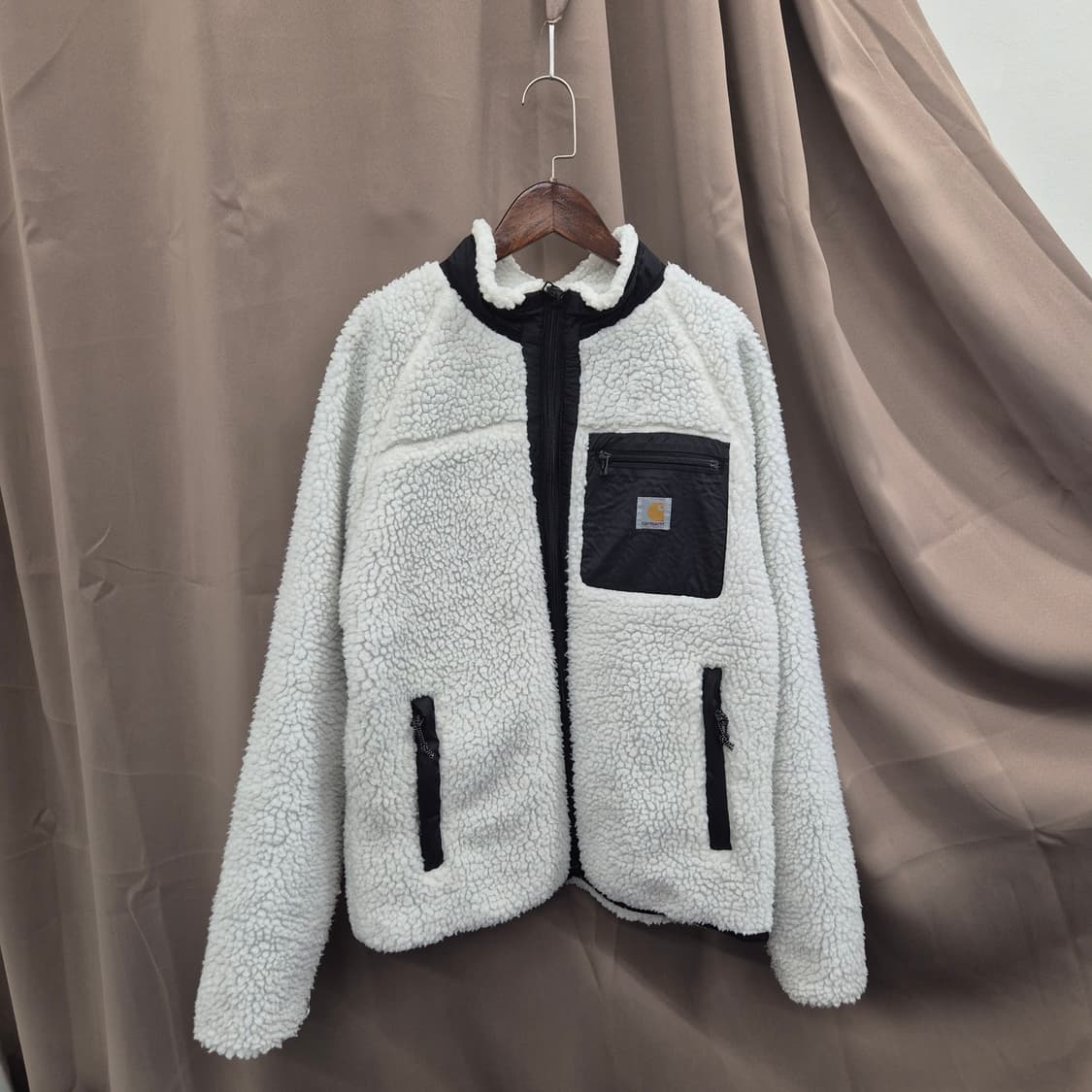 칼하트 화이트 뽀글이 플리스 자켓 S 상품이미지1