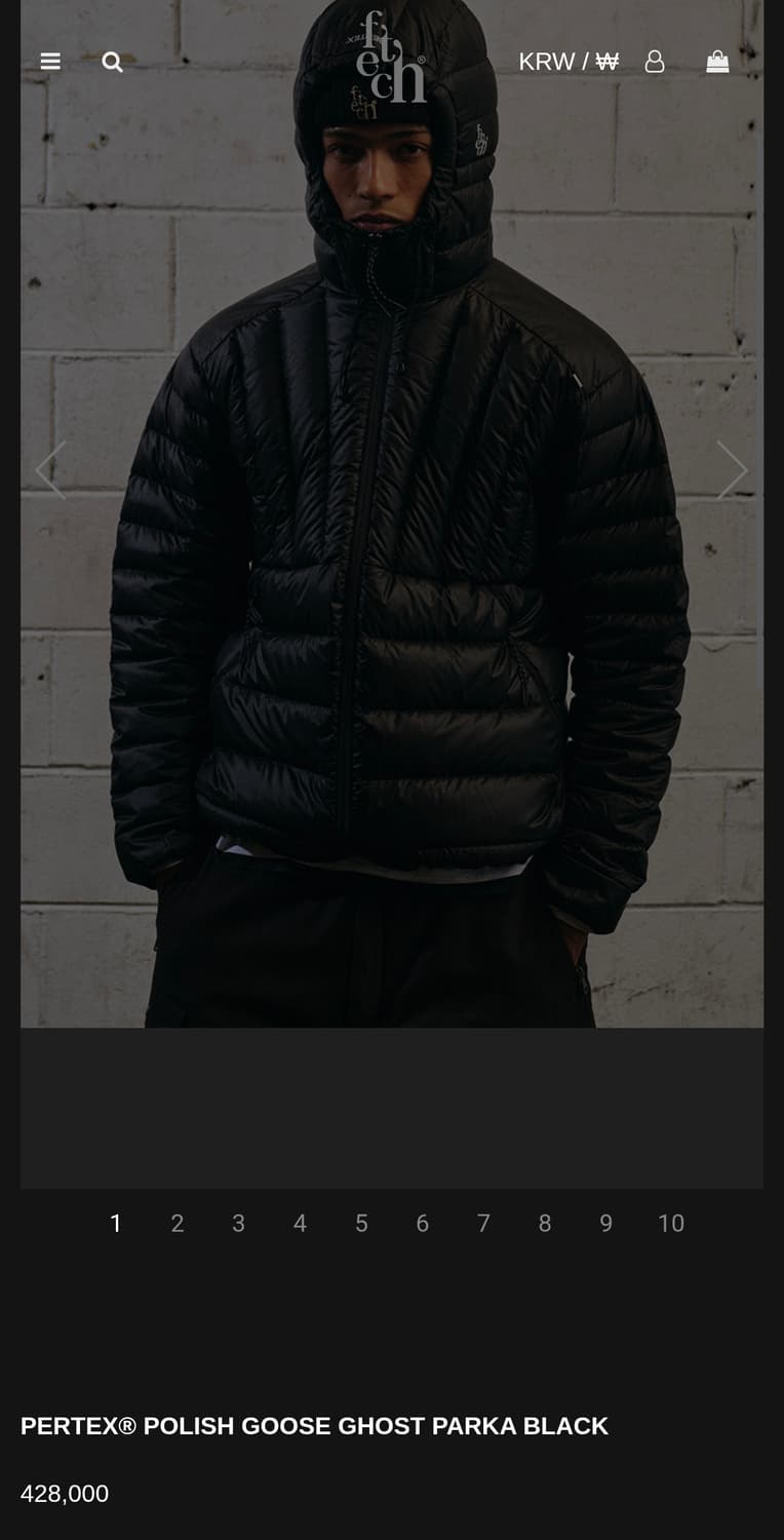 페치선데이 퍼텍스 폴리시 구스 고스트 파카 블랙 상품이미지3