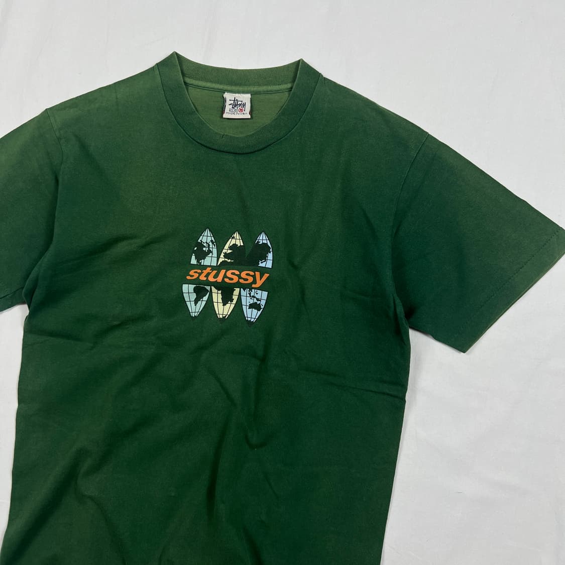 90‘s 스투시 spanning the globe 프린트 반팔티 상품이미지3