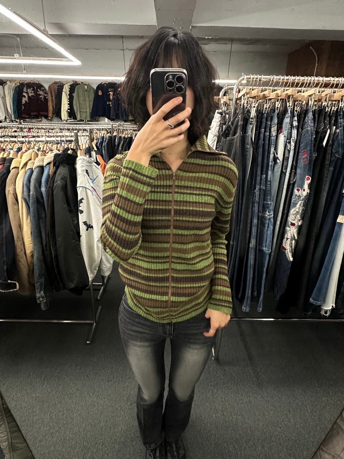 M)JUNKO SHIMADA 빈티지 여성 스트라이프 목폴라 니트집업 상품이미지2