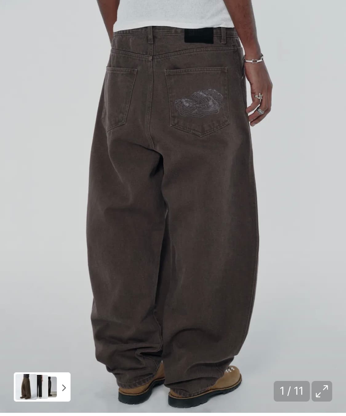 스웨이드 컨투어 포켓 데님팬츠 브라운  상품이미지1