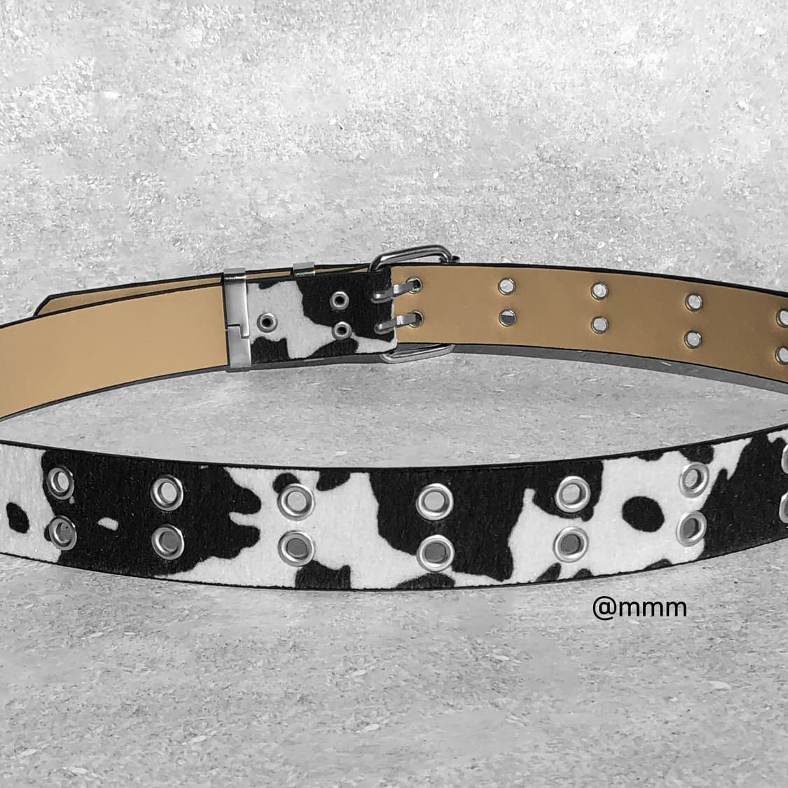 [Unisex] 카우헤어 더블 아일렛 송치 벨트 상품이미지2