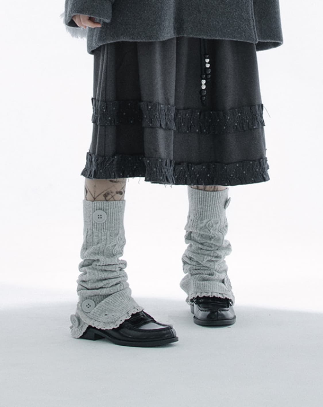 허그유어스킨 Button cable knit leg-warmer gray 상품이미지2