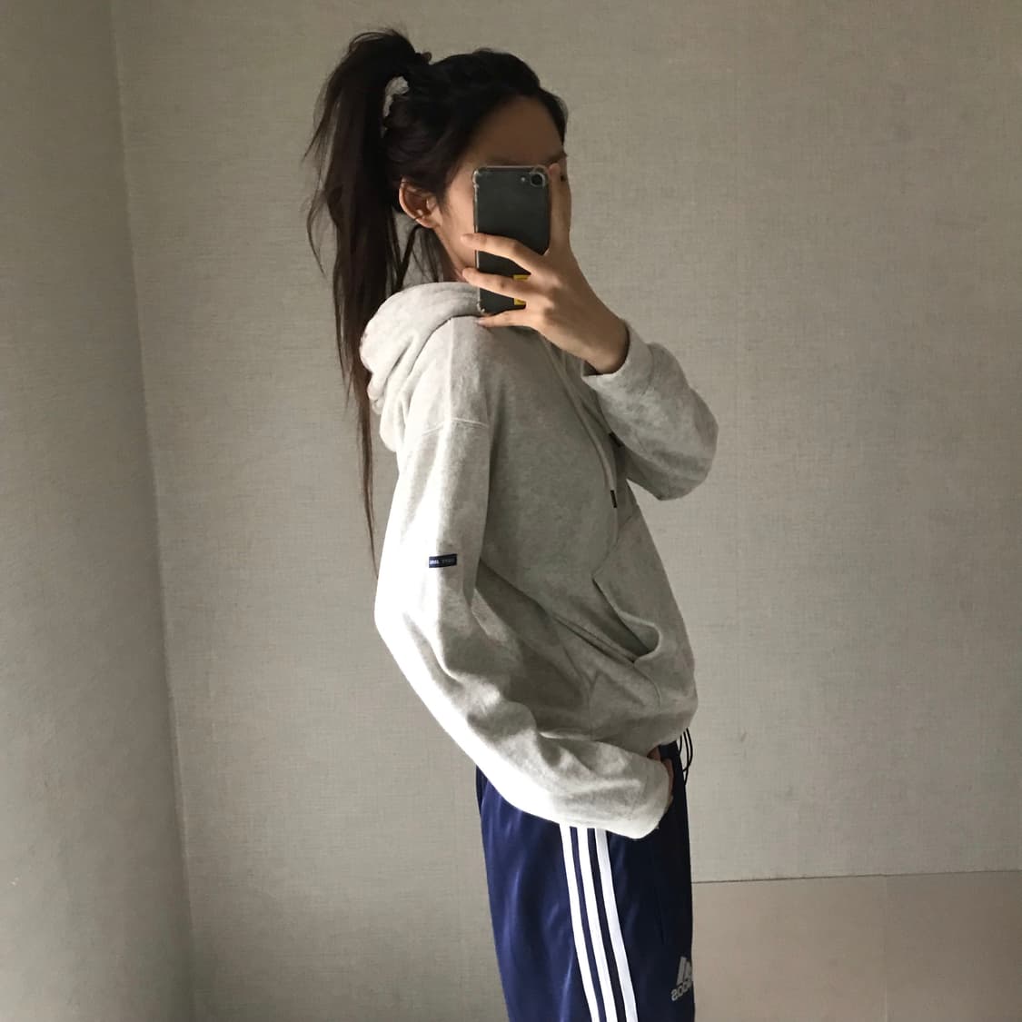 백멜란지 테리 크롭 후드티 상품이미지5