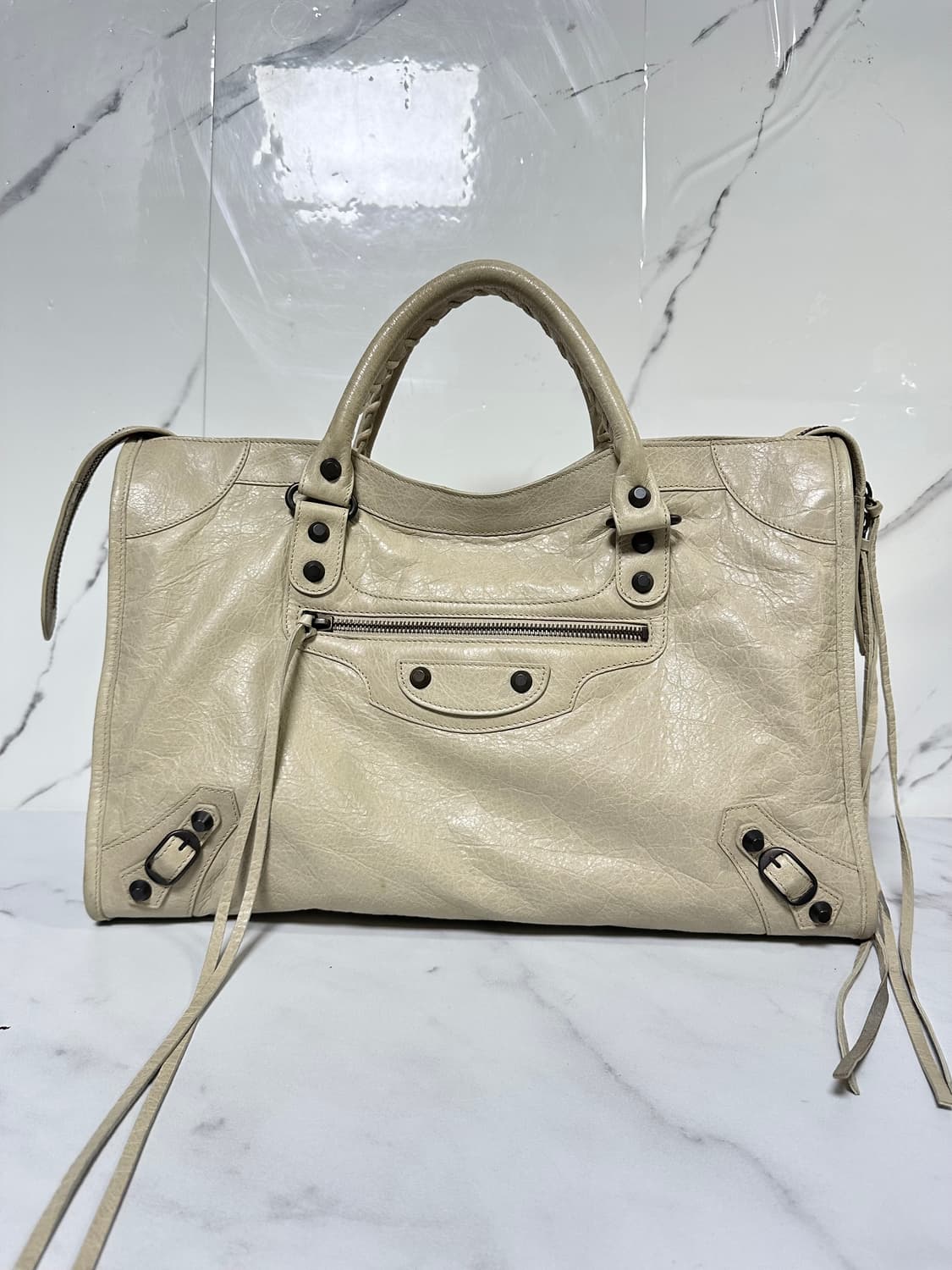 [A+ 정품] 발렌시아가 시티 모터백 미디움 아이보리 상품이미지2