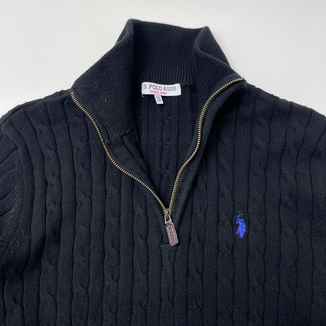 [중고] 폴로 아센 블랙 꽈배기 하프넥 니트 상품이미지3