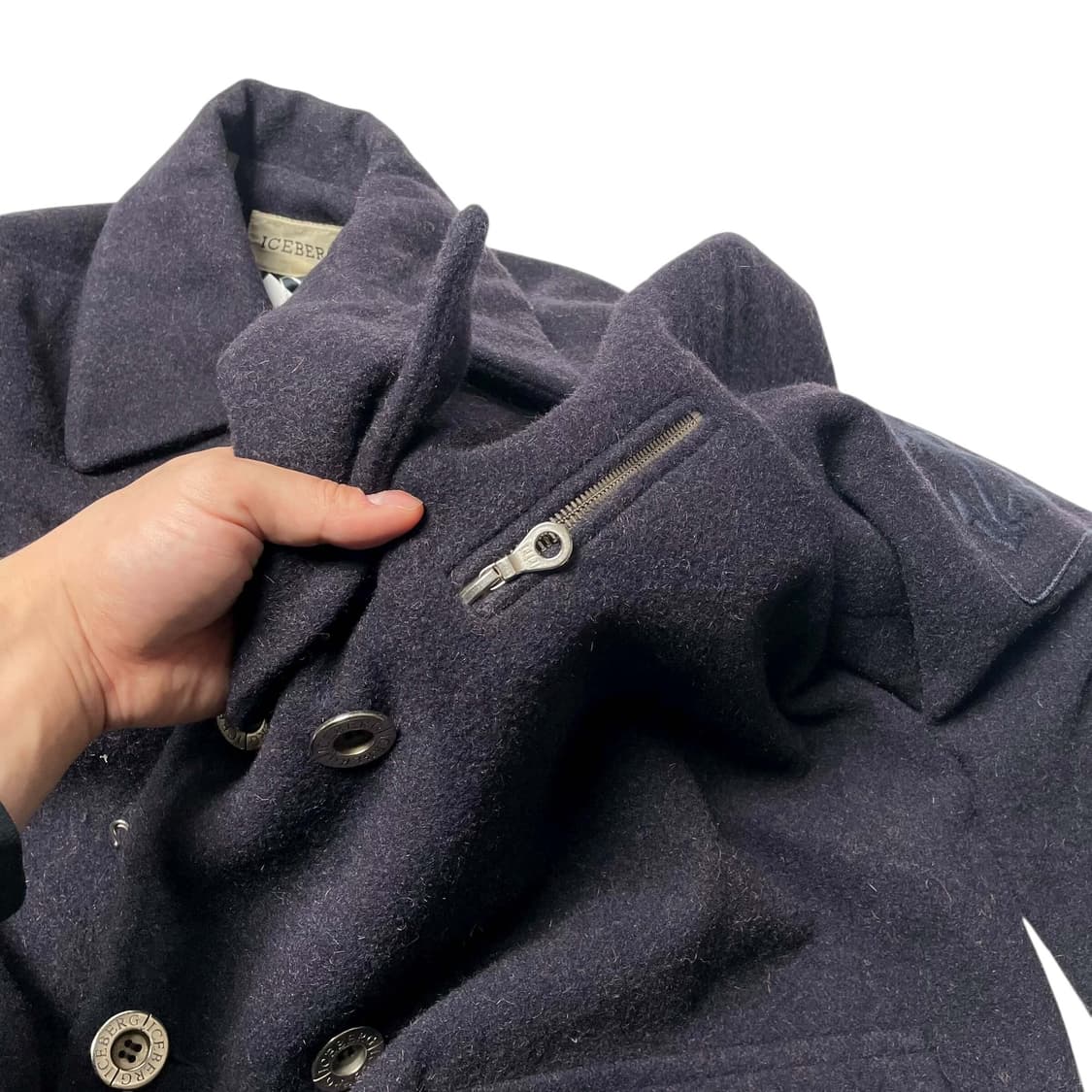 90's iceberg 대각지퍼 버튼 포인트 해군 코트 (italy) 상품이미지4