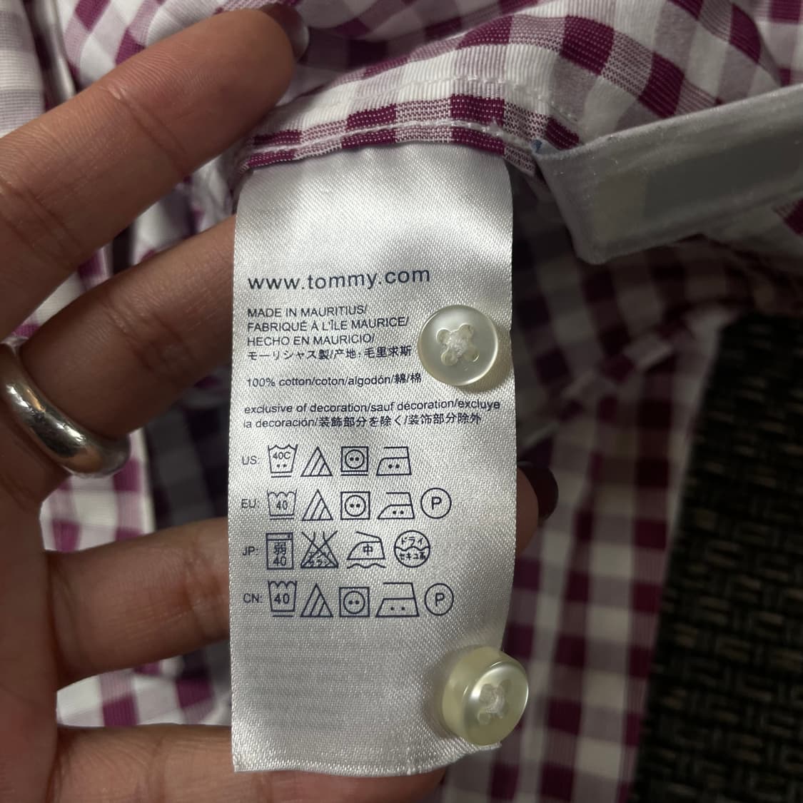 타미힐피거 퍼플핑크 체크 커스텀핏 긴팔 셔츠 L 상품이미지7