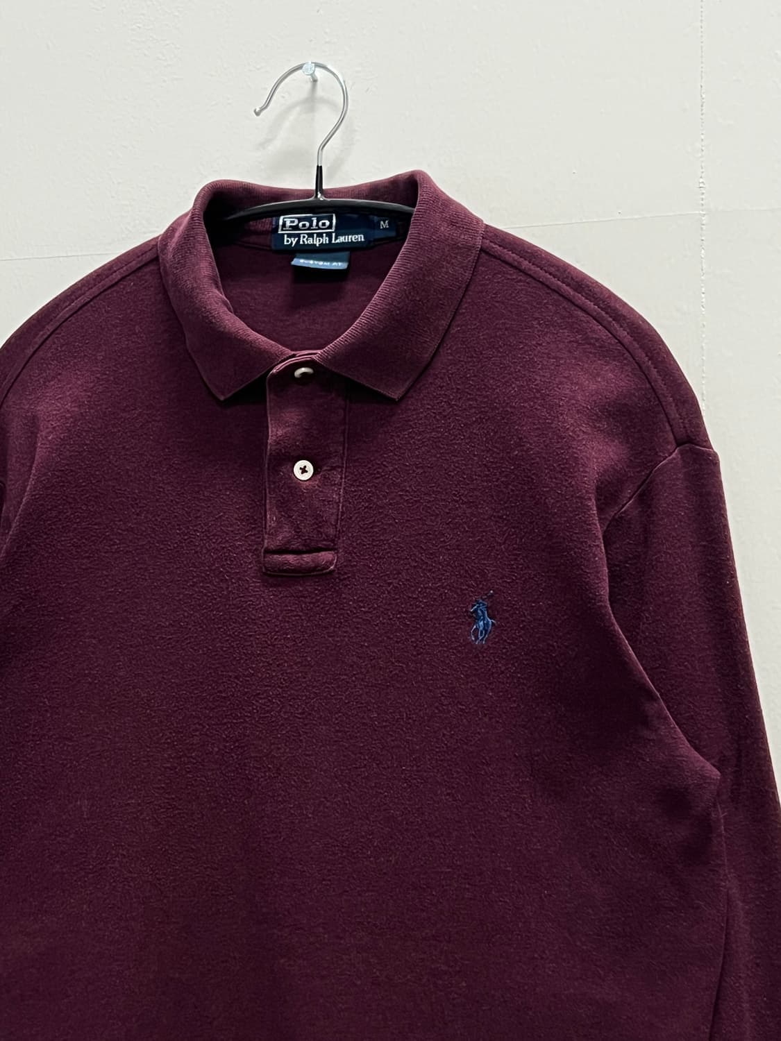 (M) 폴로 랄프로렌 커스텀 핏 긴팔 카라 티 버건디 상품이미지3