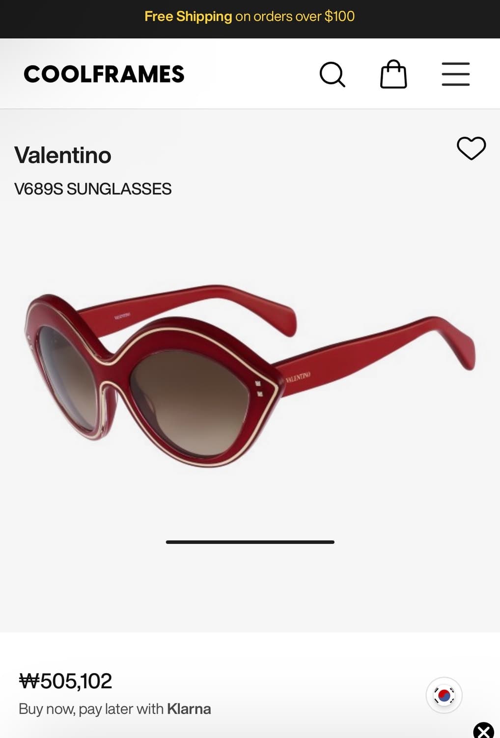 새상품 컨디션VALENTINO 발렌티노 V689S 레드 선글라스 상품이미지8