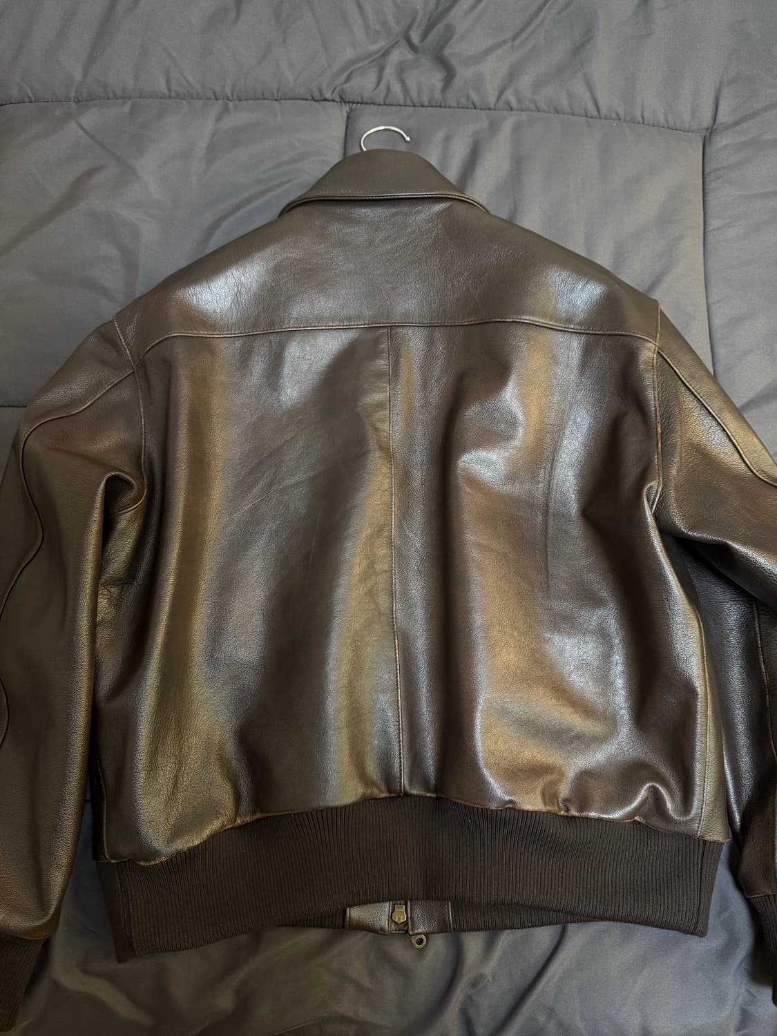 쿠어 빈티지 카우 스킨 A-2 레더 자켓 다크브라운 L 상품이미지3