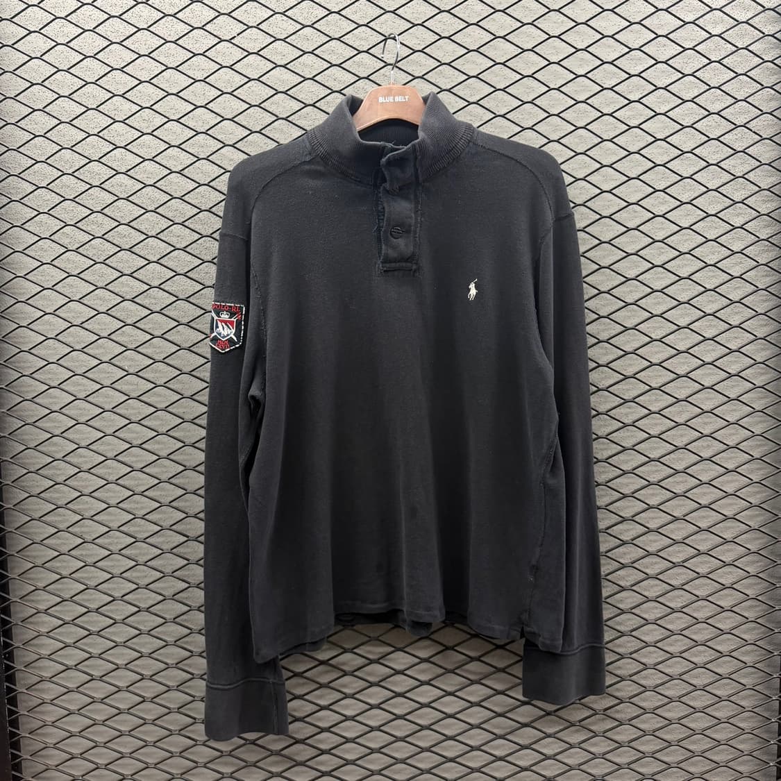 폴로 랄프로렌 코튼 모크넥 니트 포니자수 암패치 디테일 블랙 상품이미지2