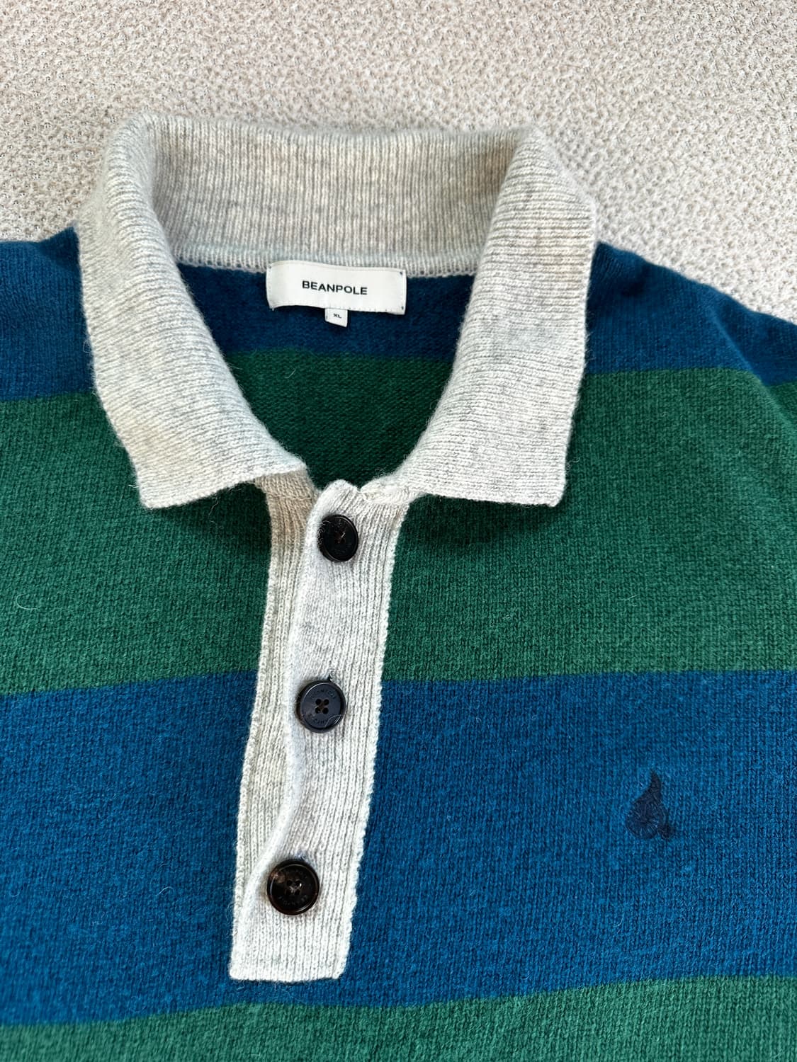 (xl) Unisex 빈폴 맨즈 그린 럭비 보더 카라 풀오버 니트 상품이미지3