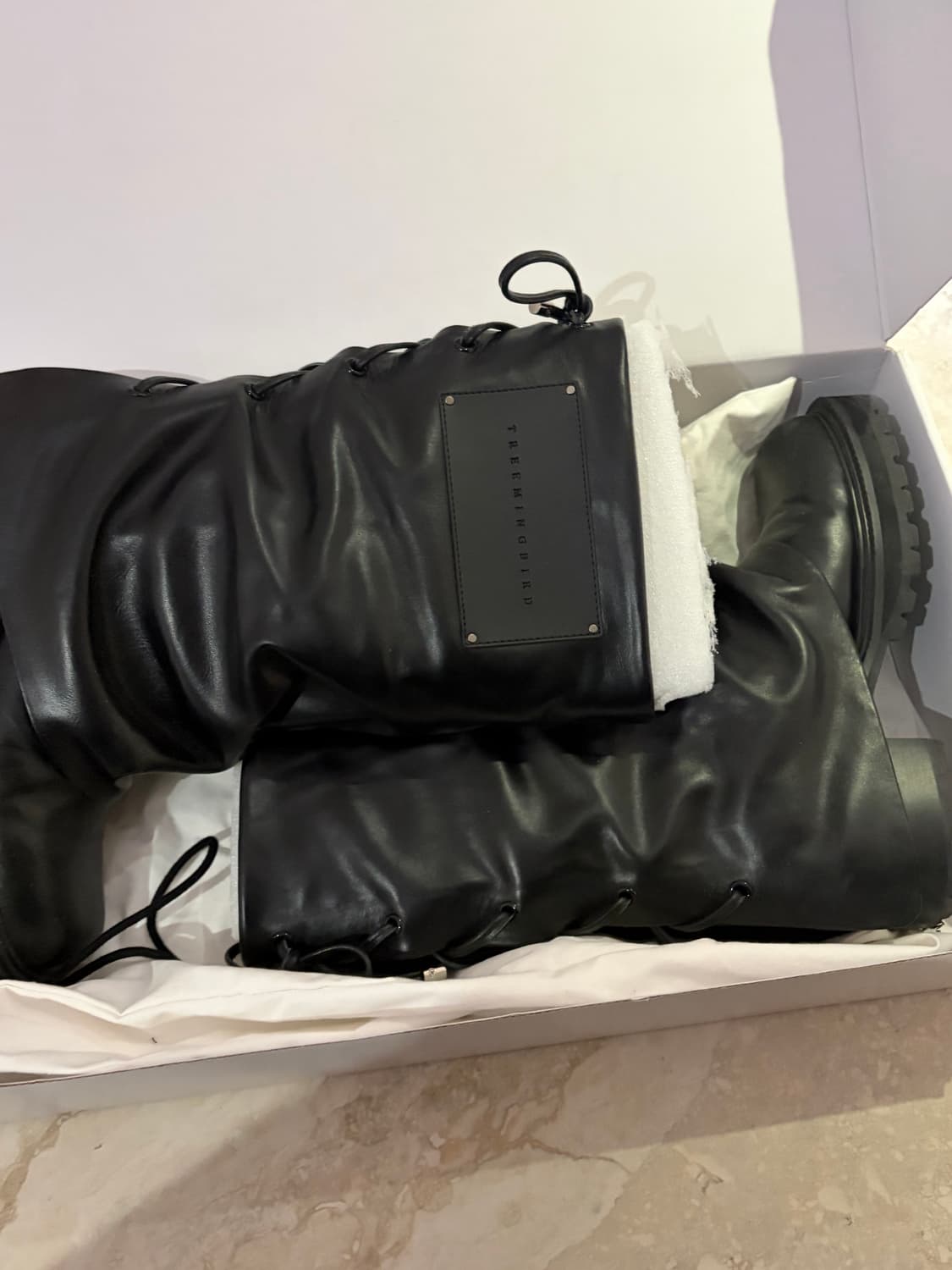 [235]트리밍버드 폴디드 레이스업 부츠 상품이미지3