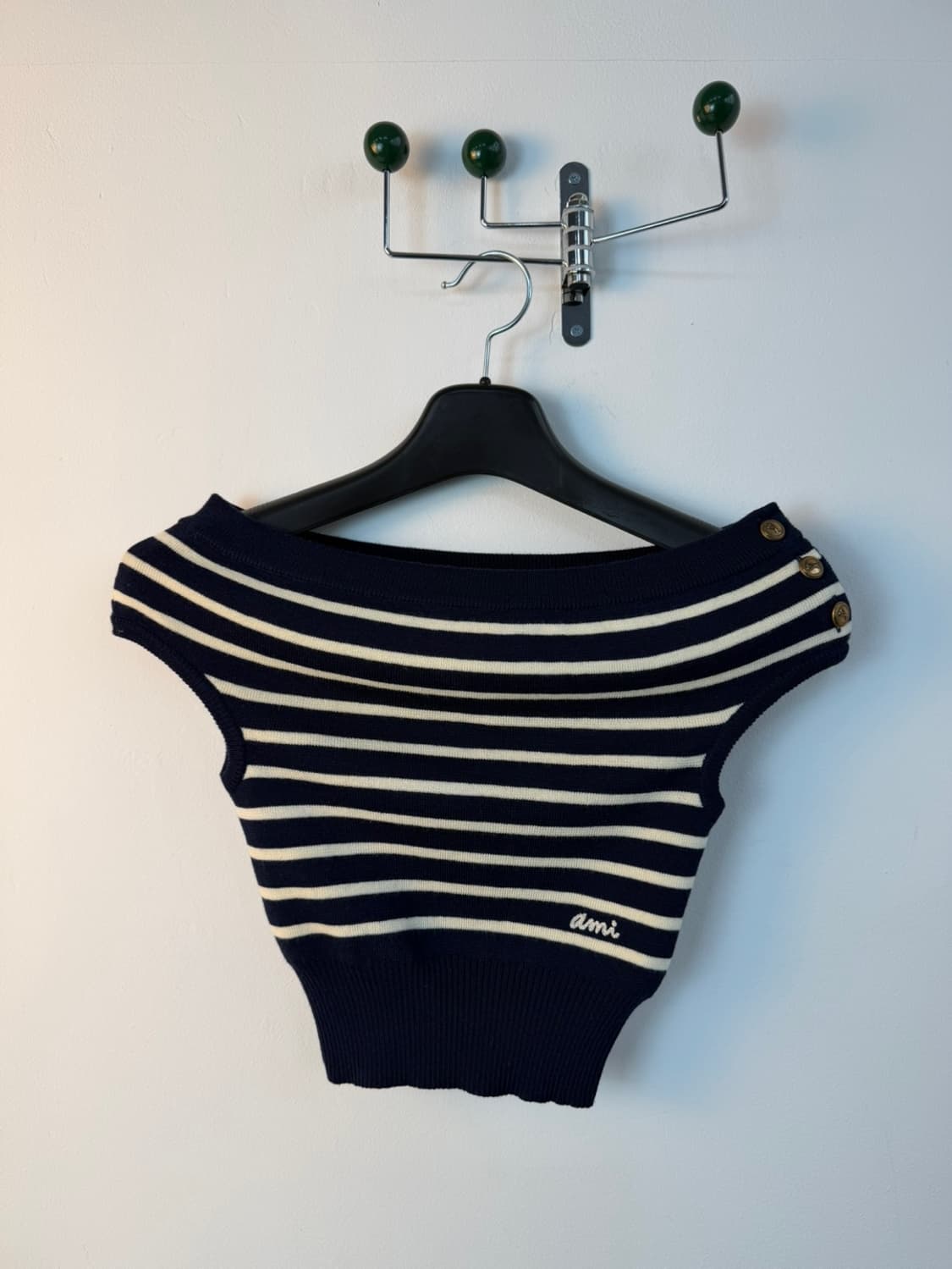 아미 스트라이프 오프 숄더 슬리브리스 상품이미지2