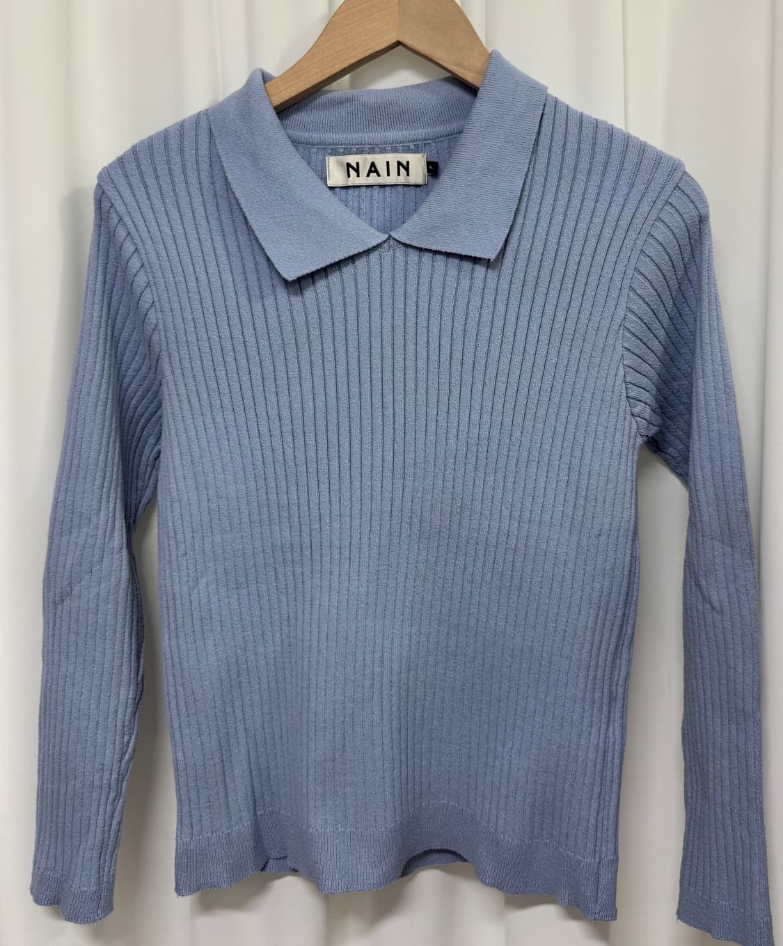 NAIN 나인 소라색 골지 니트  상품이미지4