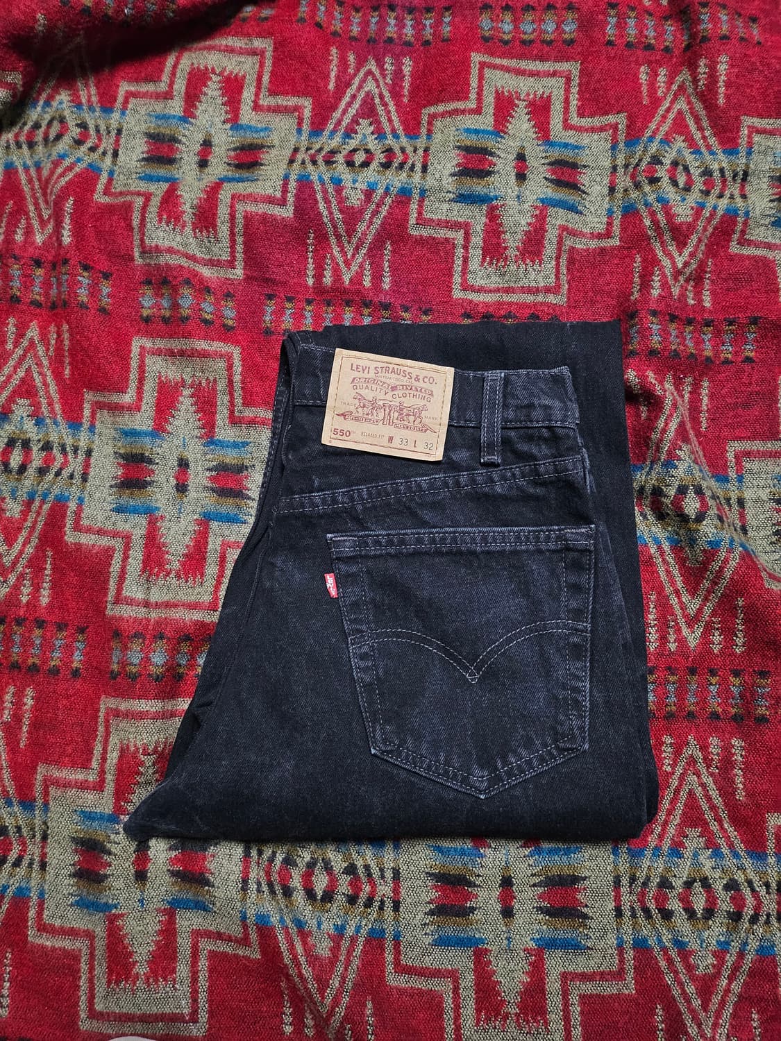 90s USA levis 550 black denim jean 33 상품이미지1