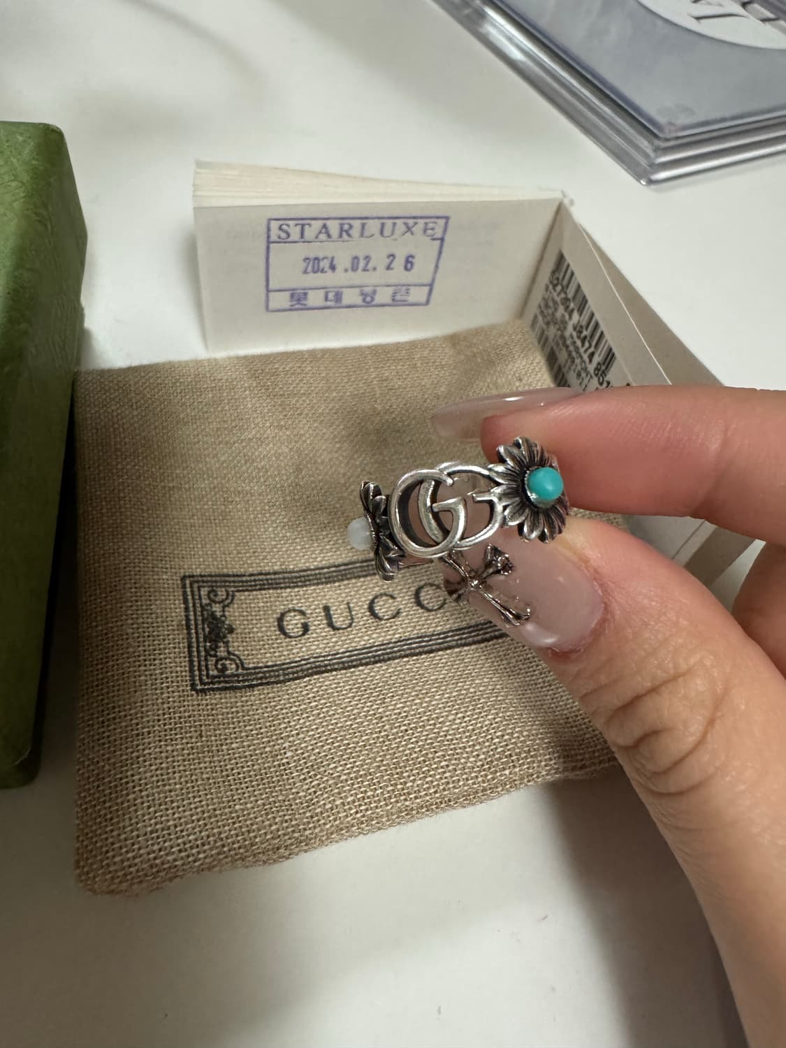 구찌 더블g 자개 플라워 링 반지 상품이미지5