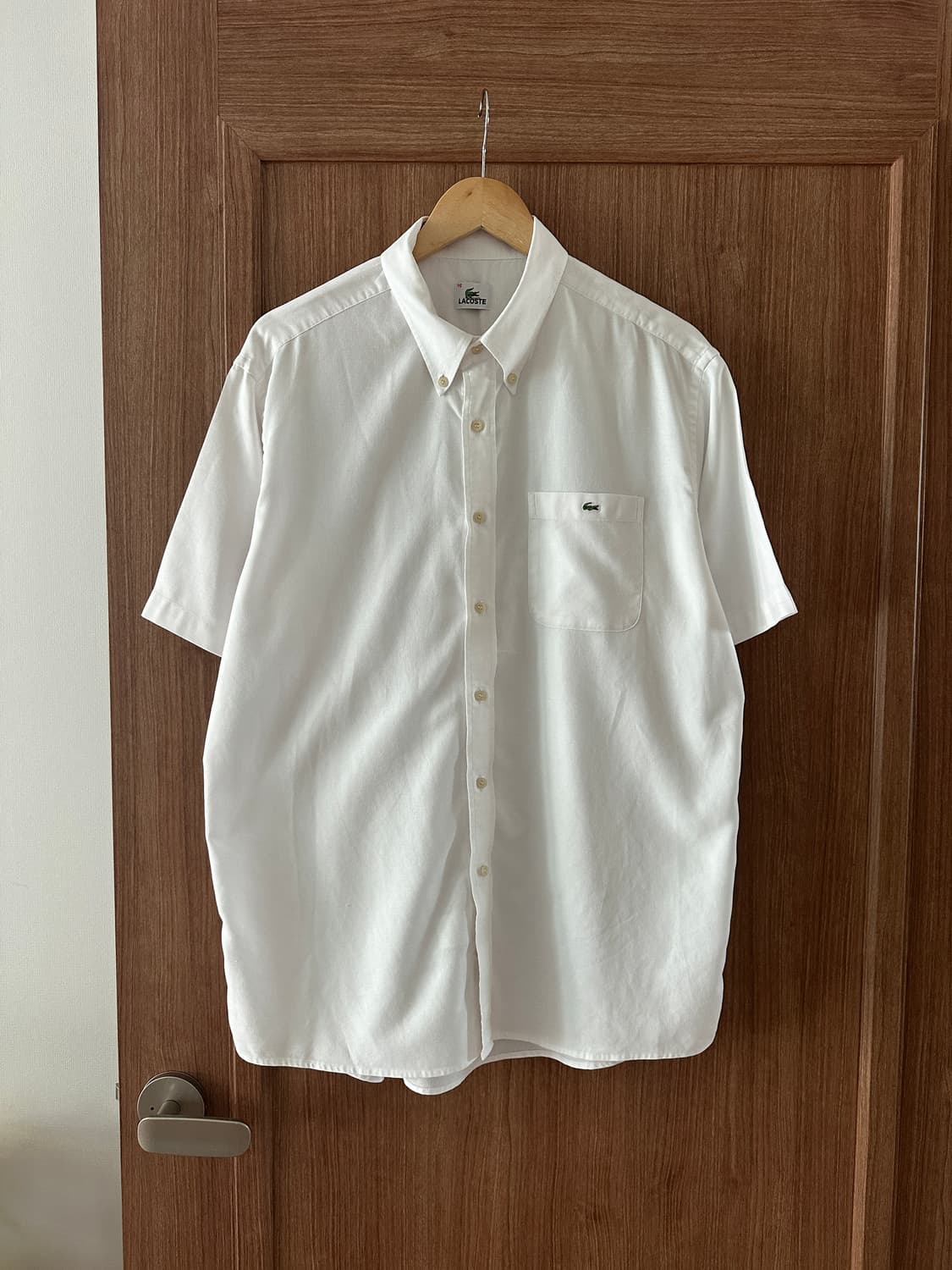 LACOSTE 화이트 버튼다운 반팔 셔츠110 상품이미지3