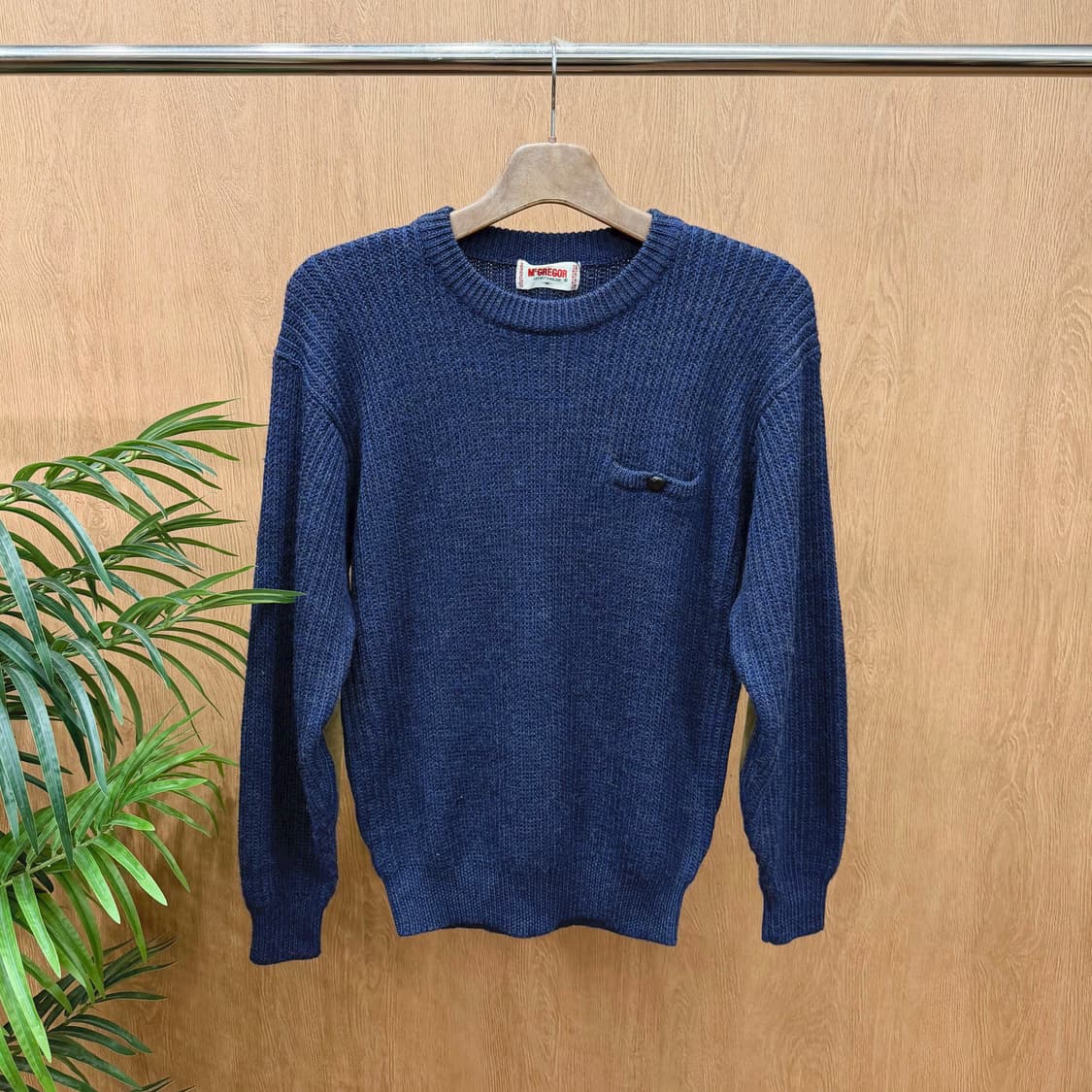 맥그리거 멜란지 니트 체스트 싱글 버튼 포켓 엘보 패치 디테일 네이비 상품이미지1