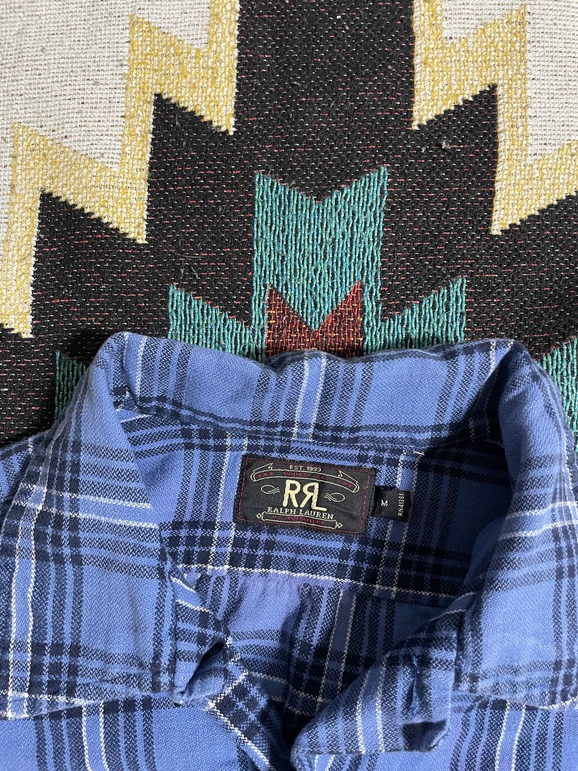 RRL 블루 플란넬 셔츠(M) 상품이미지2