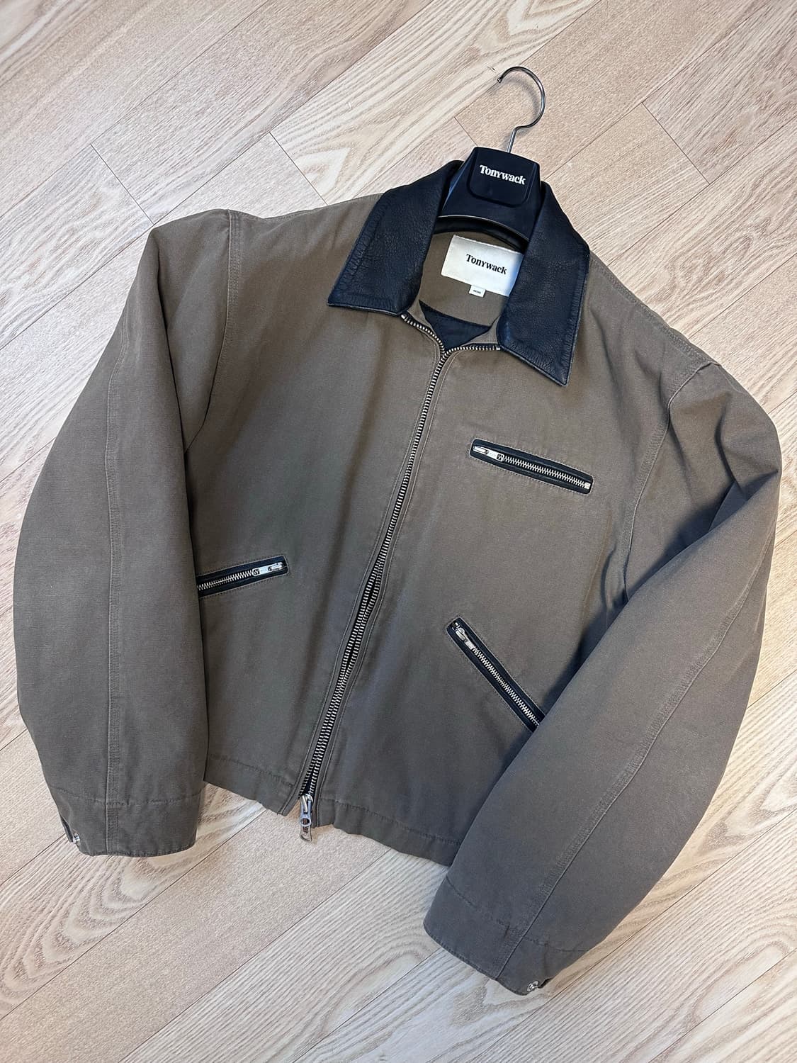 토니웩 레더 카라 워크 자켓 올리브 베이지 m 사이즈 상품이미지6