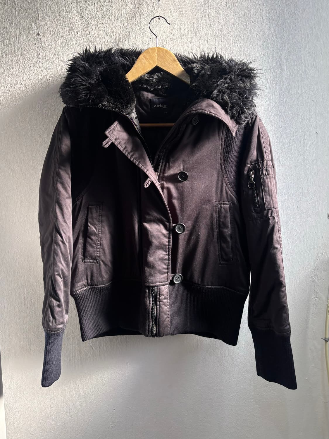 Vintage Black Fur Hood Jacket 상품이미지3