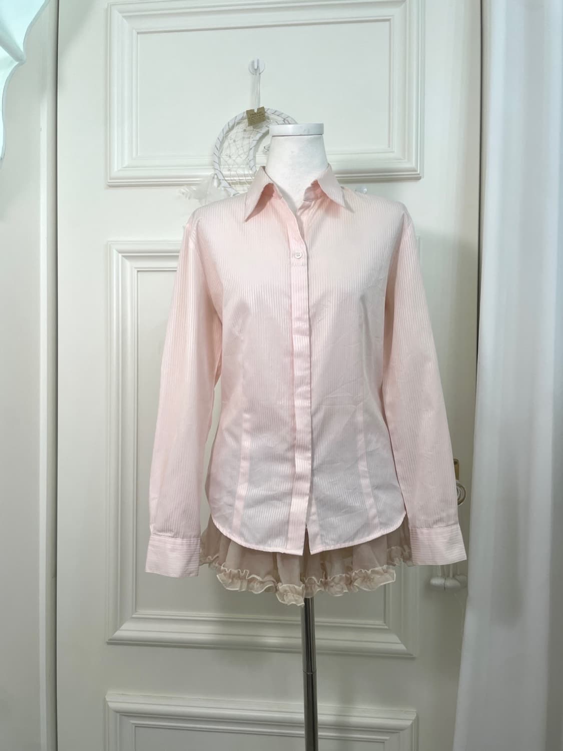 sheer pink basic line shirt 상품이미지1