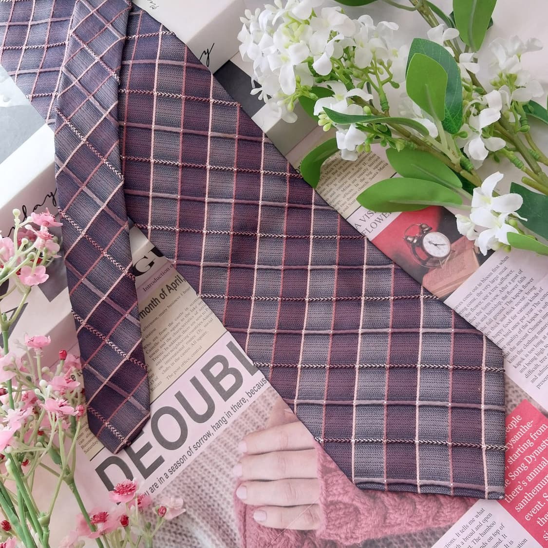 니나리치 실크 퍼플 체크 넥타이 9.5cm A+등급 K2212
 상품이미지4