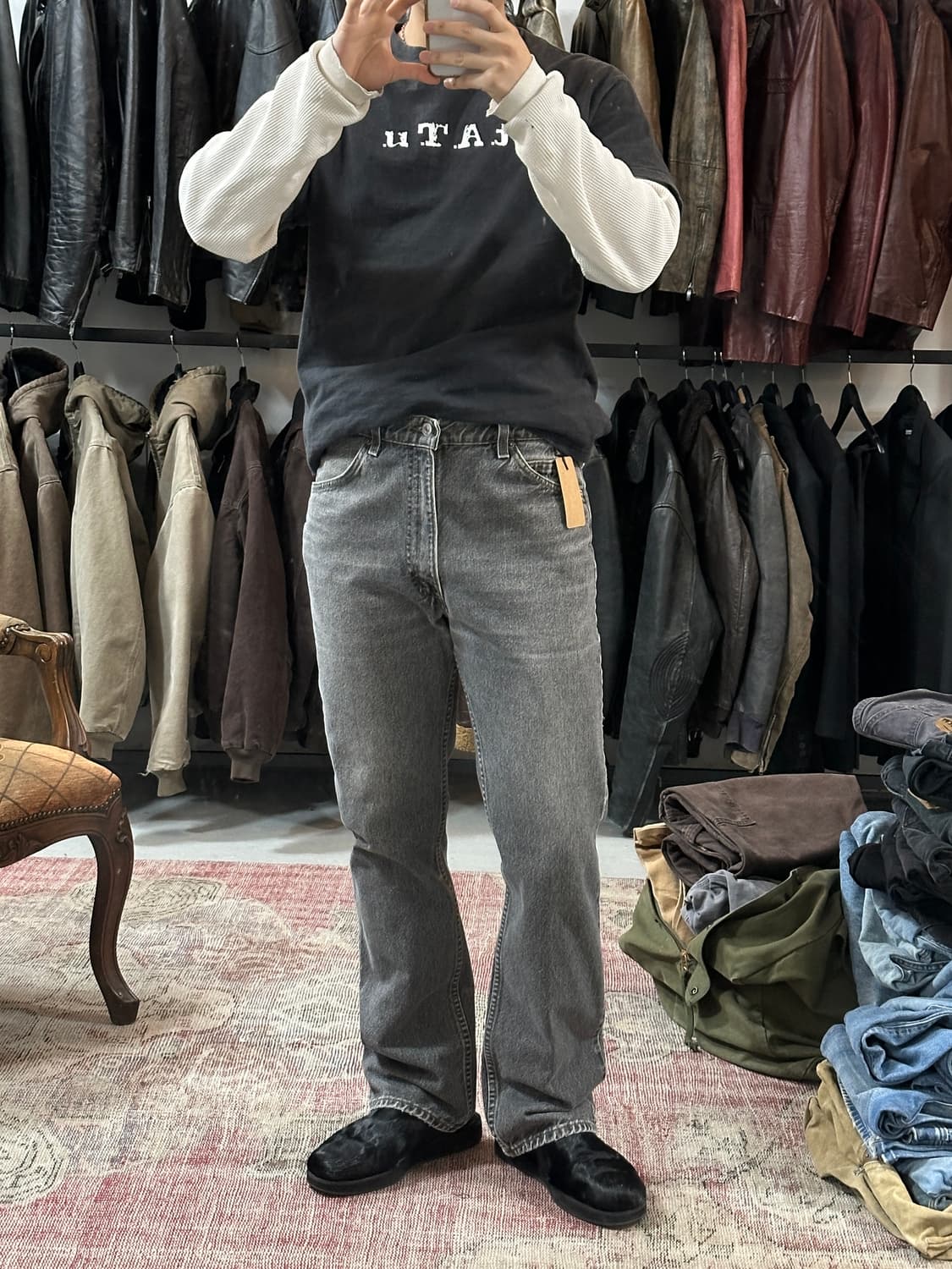 90’s USA Made 리바이스 517 블랙 오렌지탭 부츠컷 상품이미지2