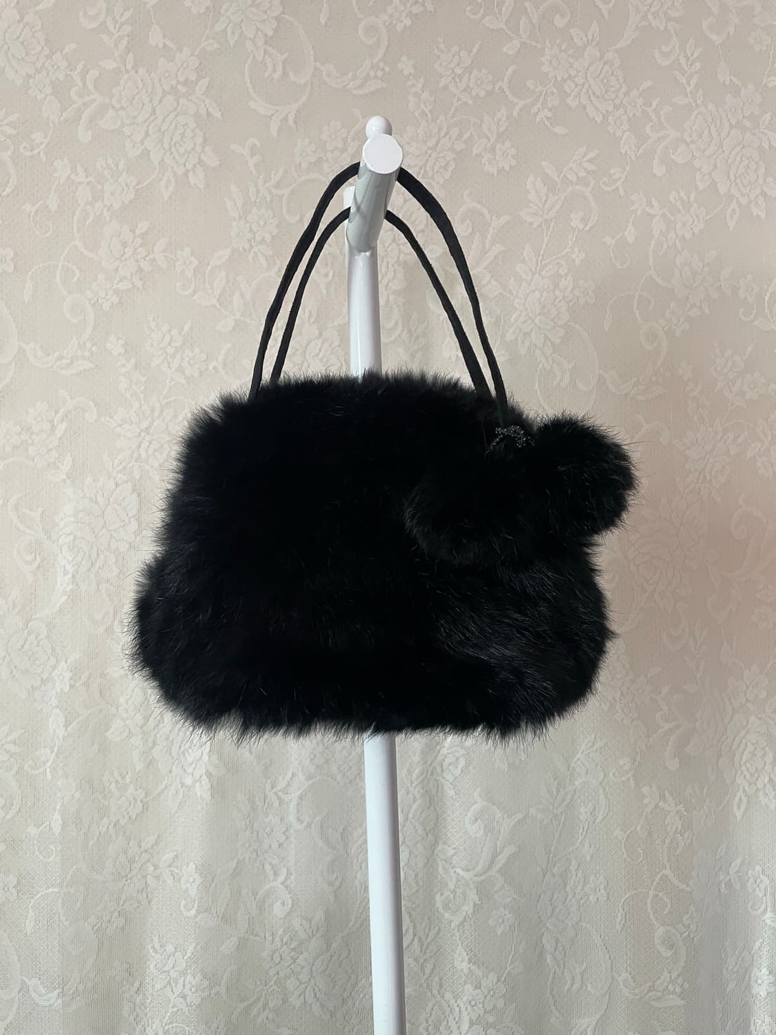 빈티지 블랙 퍼 미니 핸드백 / 퍼폼폼 세트 상품이미지2