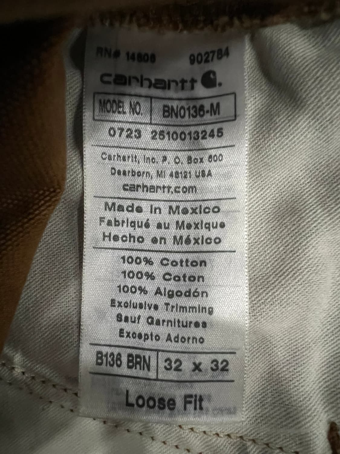 (32X32)칼하트 더블니 워크팬츠 B136 BRN 칼하트브라운 상품이미지5