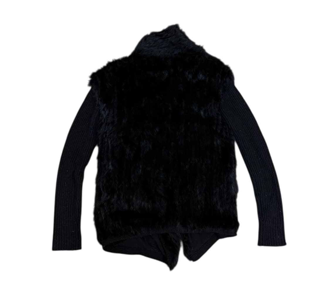 헬무트 랭 블랙 래빗 퍼 비대칭 니트 자켓 상품이미지2