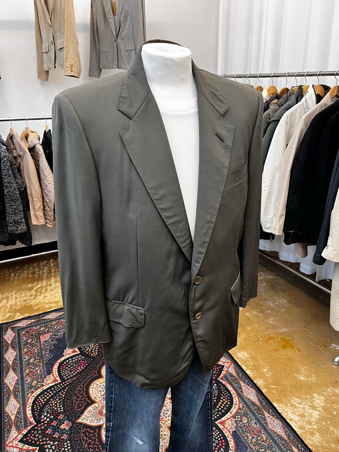 랑방 울 테일러드 자켓 카키 그레이 상품이미지1