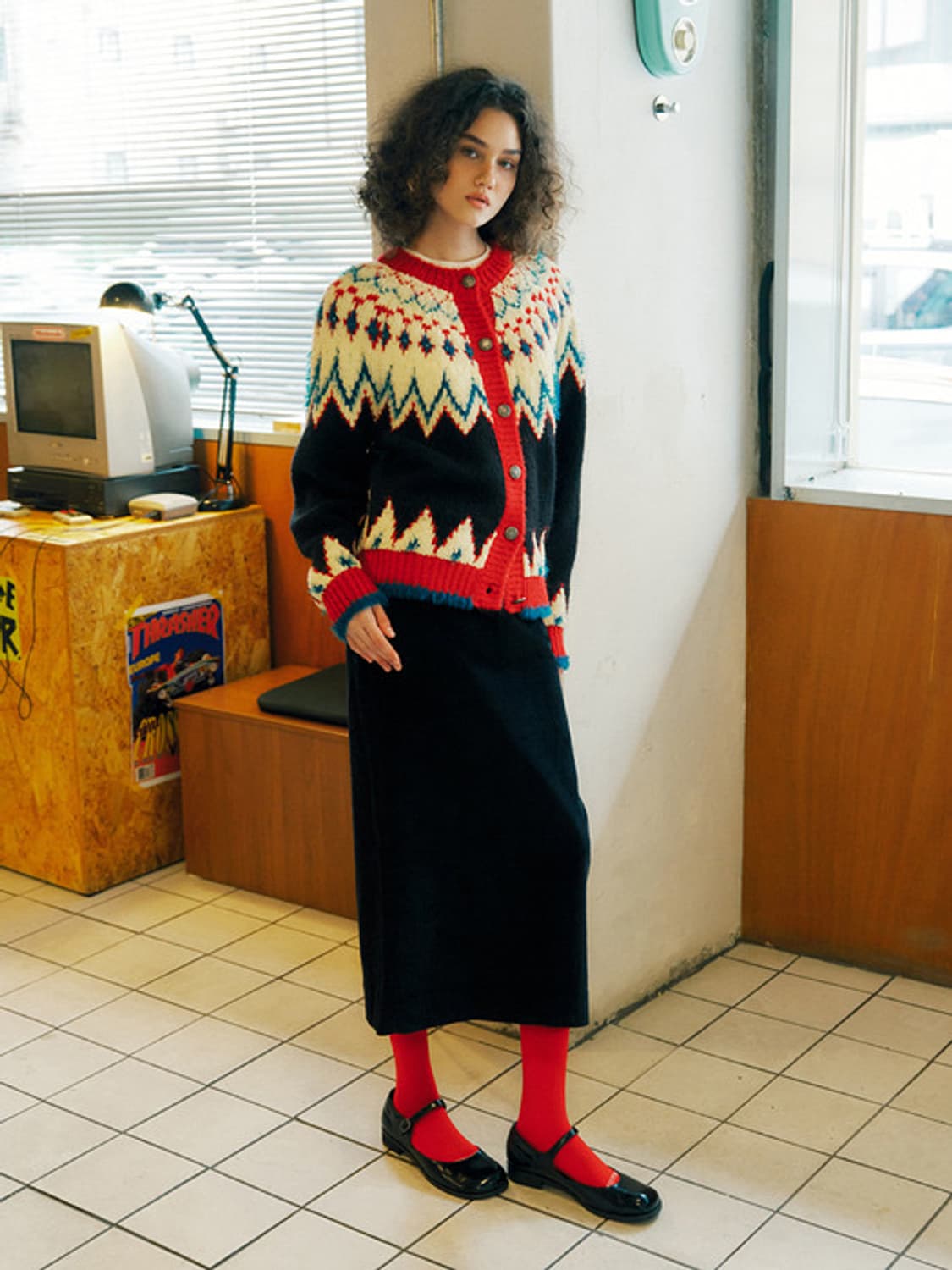 Fuzzy Terry Nordic Cardigan (Black)새상품 상품이미지1