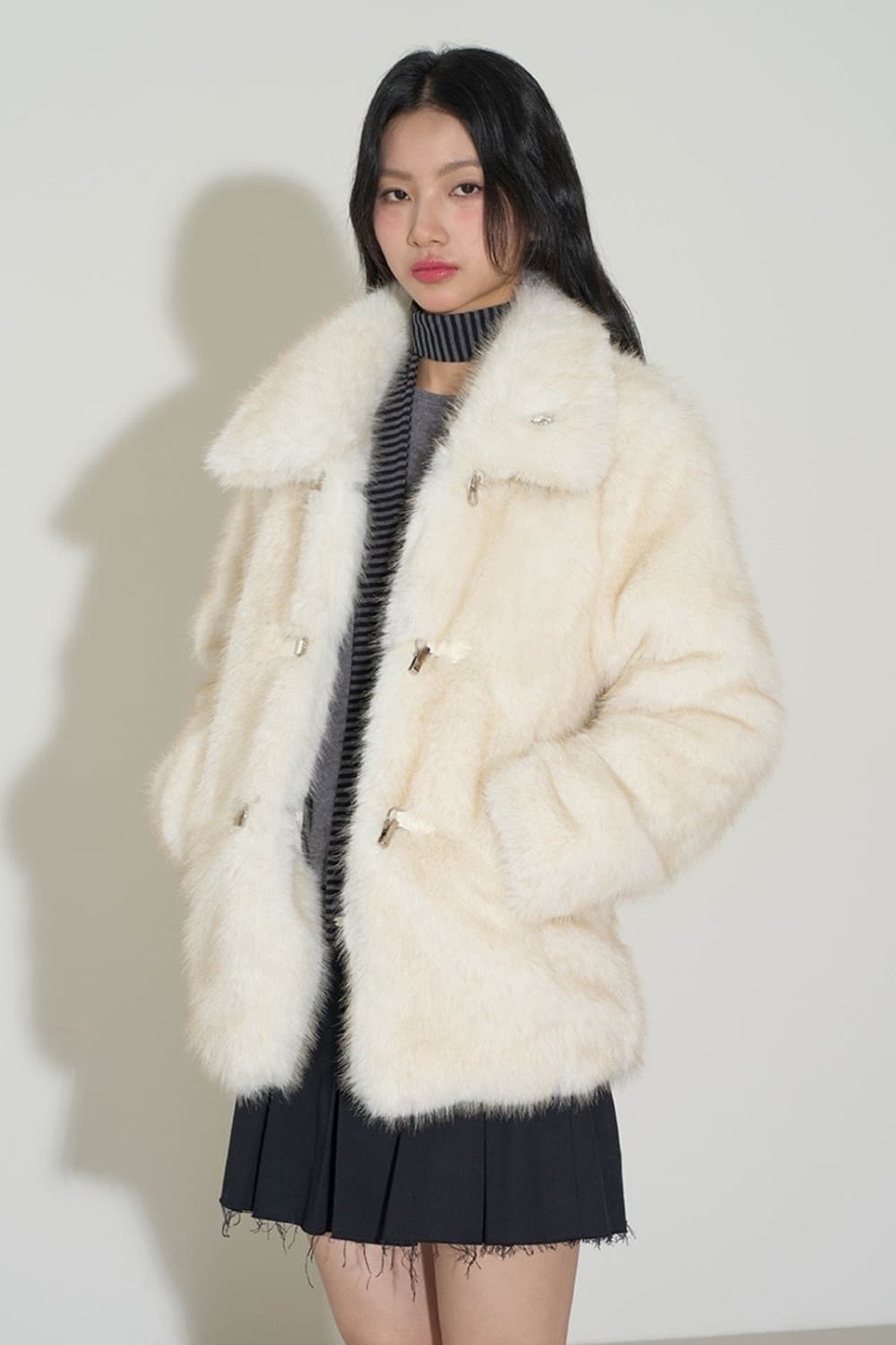 [단종/품절] 일리고 ILLIGO 시어링 퍼자켓 (아이보리) 상품이미지1