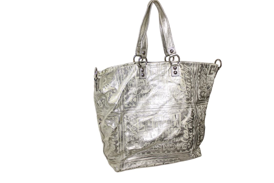 2000s COACH 코치 Y2K 메탈릭 그래피티 토트백 상품이미지4