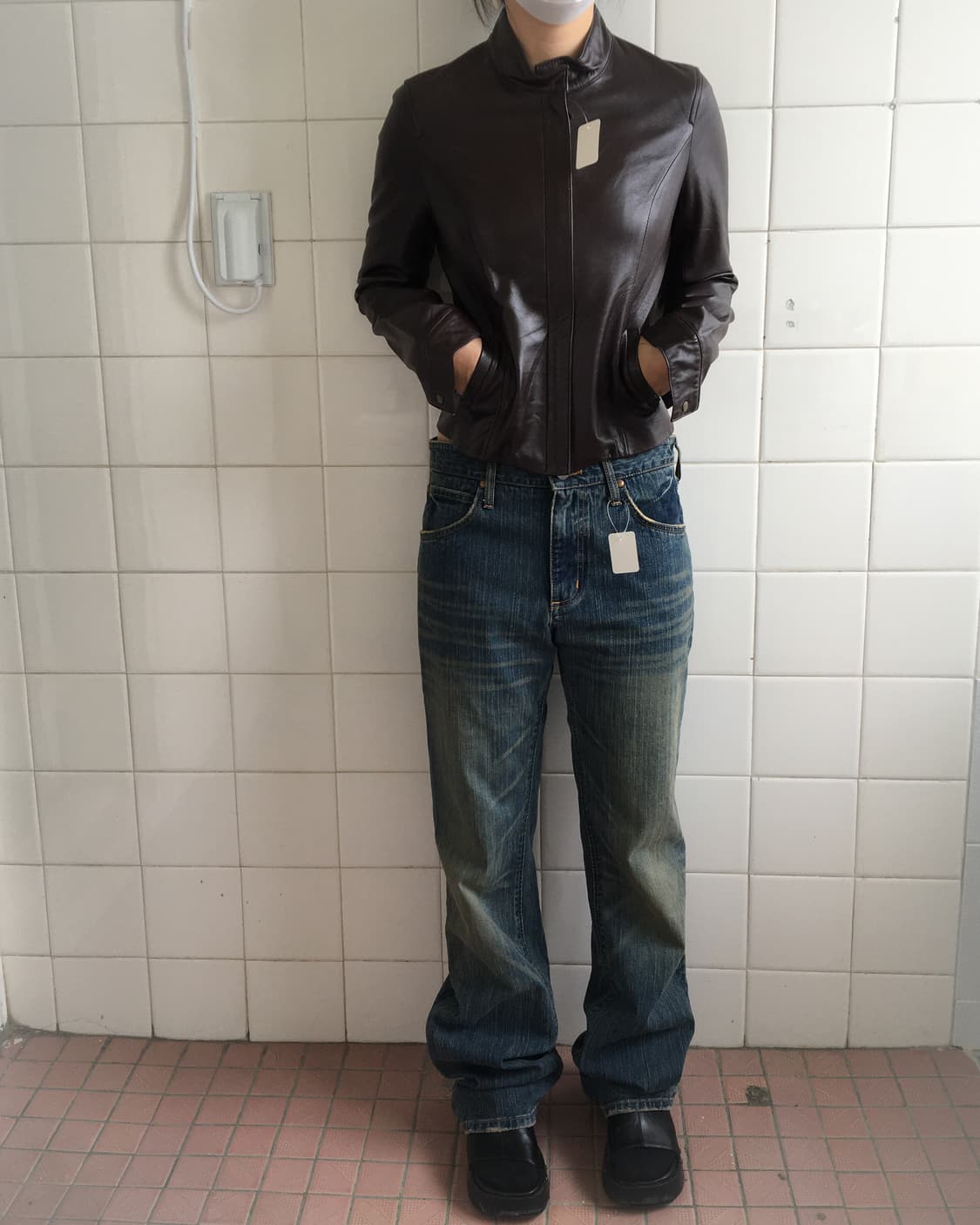 High neck lamb leather jacket 상품이미지5